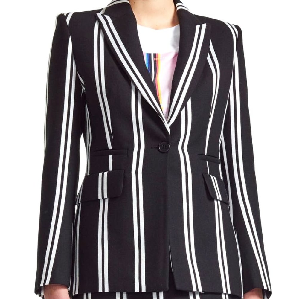 Maje Vakila Linen Blend Striped Blazer